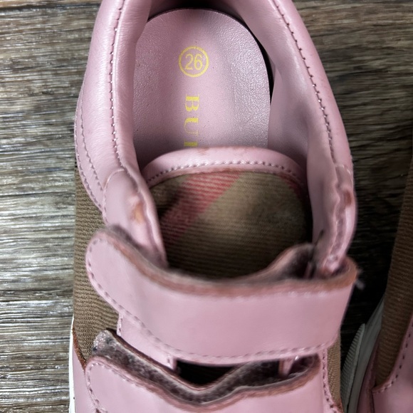 BURBERRY BABY Toddler Canvas Leather Pink Check Sneaker EUR 26 US SIZE 9C Used - Picture 8 of 8